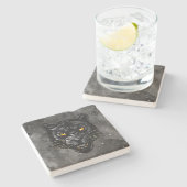 Schwarzer Panther Steinuntersetzer (Seitenansicht)