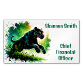 Schwarzer Panther: Umgebung in Grün | Magnetische Visitenkarte (Vorderseite)