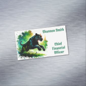 Schwarzer Panther: Umgebung in Grün | Magnetische Visitenkarte (Beispiel)