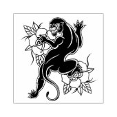 Schwarzer Panther und Rose Gummistempel (Prägung)