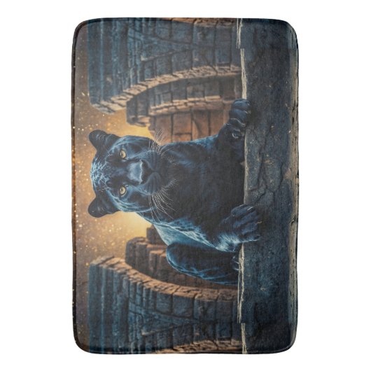 Schwarzer Panther und thailändischer Tempel Badematte (Vorderseite Vertikal)