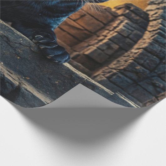 Schwarzer Panther und thailändischer Tempel Geschenkpapier (Ecke)