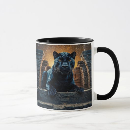 Schwarzer Panther und thailändischer Tempel Tasse (Rechts)