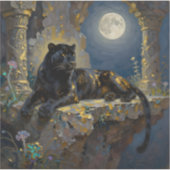 Schwarzer Panther unter dem Vollmond Aufkleber (Vorderseite)