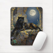 Schwarzer Panther unter dem Vollmond  Mousepad (Mit Mouse)