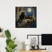 Schwarzer Panther unter dem Vollmond Poster (Heimbüro)