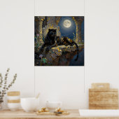 Schwarzer Panther unter dem Vollmond Poster (Küche)