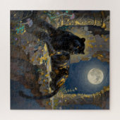 Schwarzer Panther unter dem Vollmond Puzzle (Horizontal)