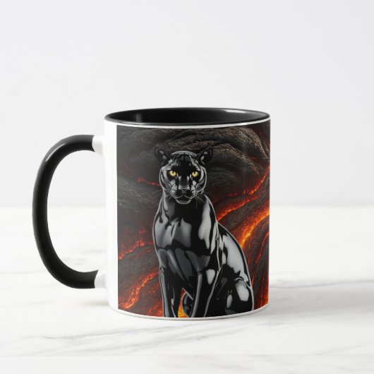 Schwarzer Panther vor Lava-Feld Tasse (Links)