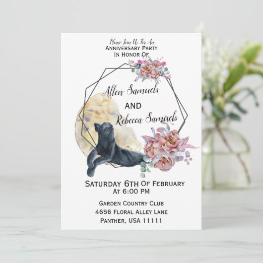 Schwarzer Panther Wasserfarbenkaktus Sukkulent Einladung (Stehend Vorderseite)