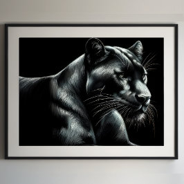 Schwarzer Panther Zeichnend harte Pastelle III Poster