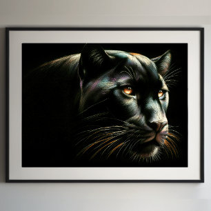 Schwarzer Panther Zeichnend harte Pastelle Poster