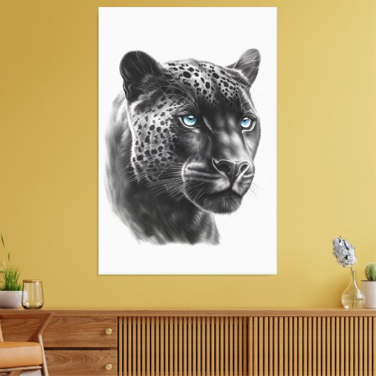 Schwarzer Panther - Zeichnend Stift Leinwanddruck (Insitu (Wohnzimmer))