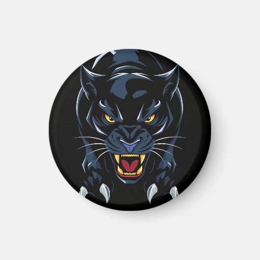 Schwarzer Pantherkopf Magnet (Vorne)