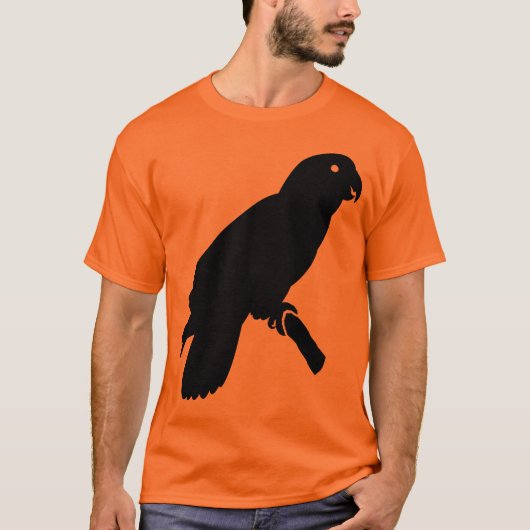 Schwarzer Papagei auf Stange T-Shirt (Vorderseite)