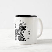 Schwarzer Paperschnitt Hund Chinesisch Zodiac Gebu Zweifarbige Tasse (VorderseiteRechts)