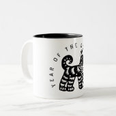 Schwarzer Paperschnitt Hund Chinesisch Zodiac Gebu Zweifarbige Tasse (Vorderseite Links)