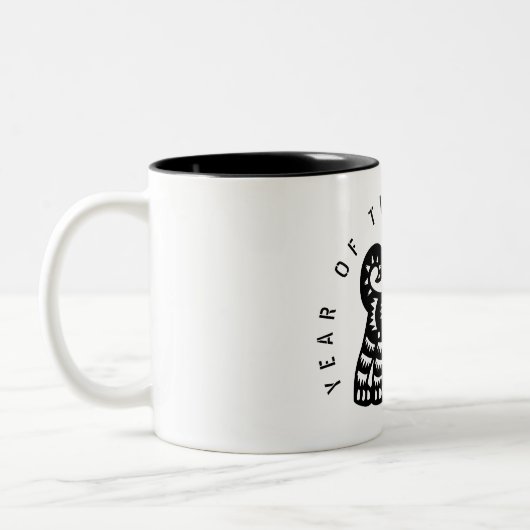 Schwarzer Paperschnitt Hund Chinesisch Zodiac Gebu Zweifarbige Tasse (Links)