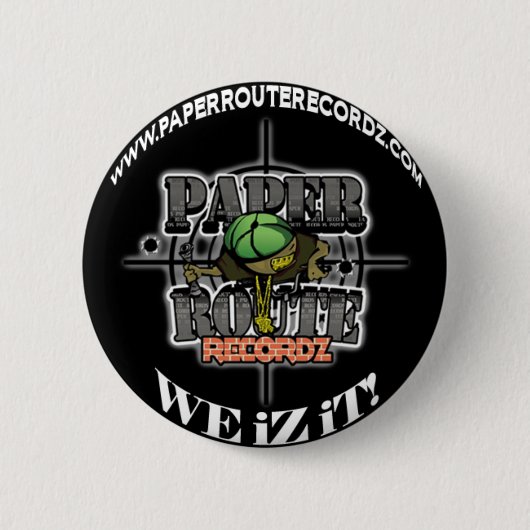 Schwarzer Papierweg Recordz - wir iZ es! Knopf! Button (Vorderseite)