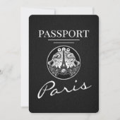 Schwarzer Paris Reisepass Save The Date (Vorderseite)