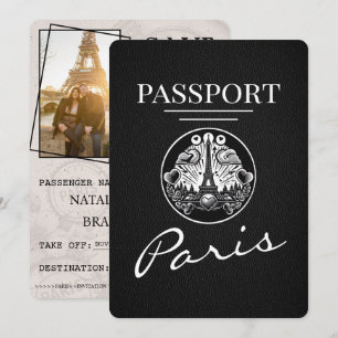 Schwarzer Paris Reisepass Save The Date