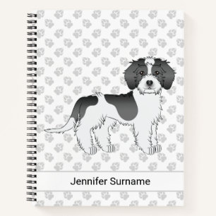 Schwarzer Parti-color Mini Goldendoodle Hund & Tex Notizblock