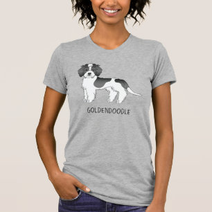 Schwarzer Parti-color Mini Goldendoodle Hund & Tex T-Shirt