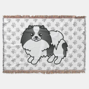 Schwarzer Parti-Color Pomeranian Süßer Hund & Pfot Decke