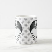 Schwarzer Parti-Color-Spitz-Cartoon Hund & Paws Kaffeetasse (Mittel)
