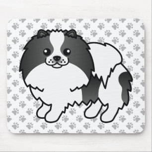 Schwarzer Parti-Color-Spitz Niedlicher Hund und Pf Mousepad