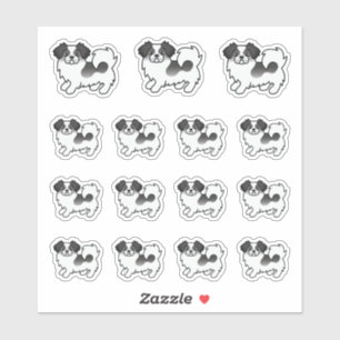 Schwarzer Parti-Color Tibet-Spaniel Cartoon-Hunde Aufkleber