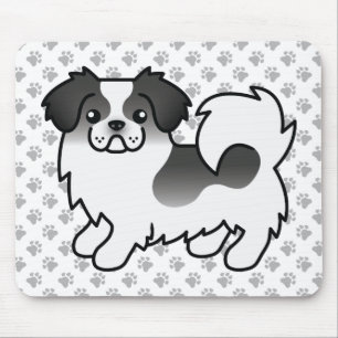 Schwarzer Parti-Color Tibet-Spaniel Süßer Cartoon- Mousepad