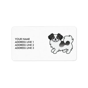 Schwarzer Parti-Farben Tibetan Spaniel Süßer Hund Adressaufkleber