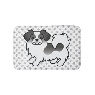 Schwarzer Parti-Farben Tibetan Spaniel Süßer Hund  Badematte