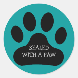 Schwarzer Paw-Druck mit einer Paw-Farbe versiegelt Runder Aufkleber