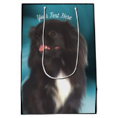 Schwarzer Pekingese Hund Personalisiert Mittlere Geschenktüte (Rückseite)