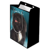 Schwarzer Pekingese Hund Personalisiert Mittlere Geschenktüte (Rückseite Schrägansicht)