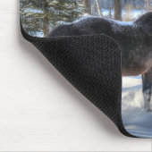 Schwarzer Percheron im Wald und im ersten Winter S Mousepad (Ecke)