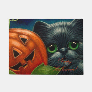 SCHWARZER PERSISCHER CAT MIT PUMPKING HALLOWEEN FUßMATTE