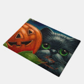 SCHWARZER PERSISCHER CAT MIT PUMPKING HALLOWEEN FUßMATTE (Schrägansicht)