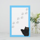 Schwarzer Persischer Katzenorange Augen Pawprint S Briefpapier (Stehend Vorderseite)