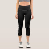 Schwarzer Personalisierter Individuelle Name Solid Capri Leggings (Vorderseite)
