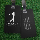 Schwarzer Personalisierter Monogramm-Golfer Gepäckanhänger<br><div class="desc">Dieses Design verfügt über einen Golfer,  der einen Club schwingt,  und hat zwei Textfelder,  mit denen man ihn personalisieren kann - vielleicht mit einem Namen und einem Golfteam oder einem Club.</div>