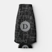 Schwarzer personalisierter Name Flaschenkühler (Vorderseite)