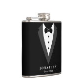 Schwarzer Personalisierter Trauzeuge Vinyl Wrapped Flachmann (Rechts)