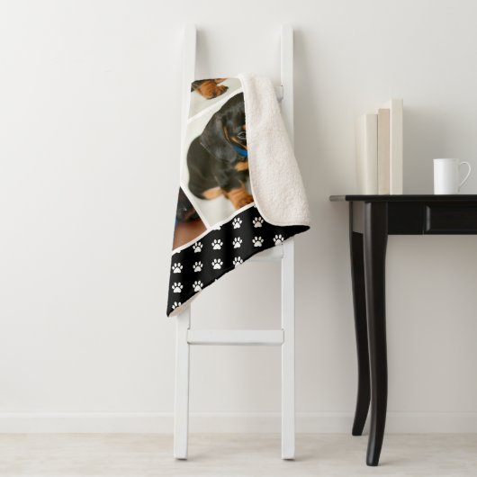 Schwarzer Pet Lover Foto Collage anpassbarer Hund Sherpadecke (Beispiel)