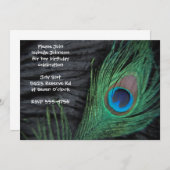 Schwarzer Pfauenfilet Geburtstag Einladung (Vorne/Hinten)