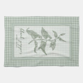 Schwarzer Pfeffer Kraut - grüne Gingham-Rahmen Geschirrtuch (Horizontal)