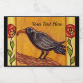 Schwarzer Pfeil auf Zweig zwei rote gelbe Blumen B Lebensmitteletikett (Einzelnes Label)