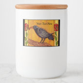 Schwarzer Pfeil auf Zweig zwei rote gelbe Blumen B Lebensmitteletikett (Vorderseite)